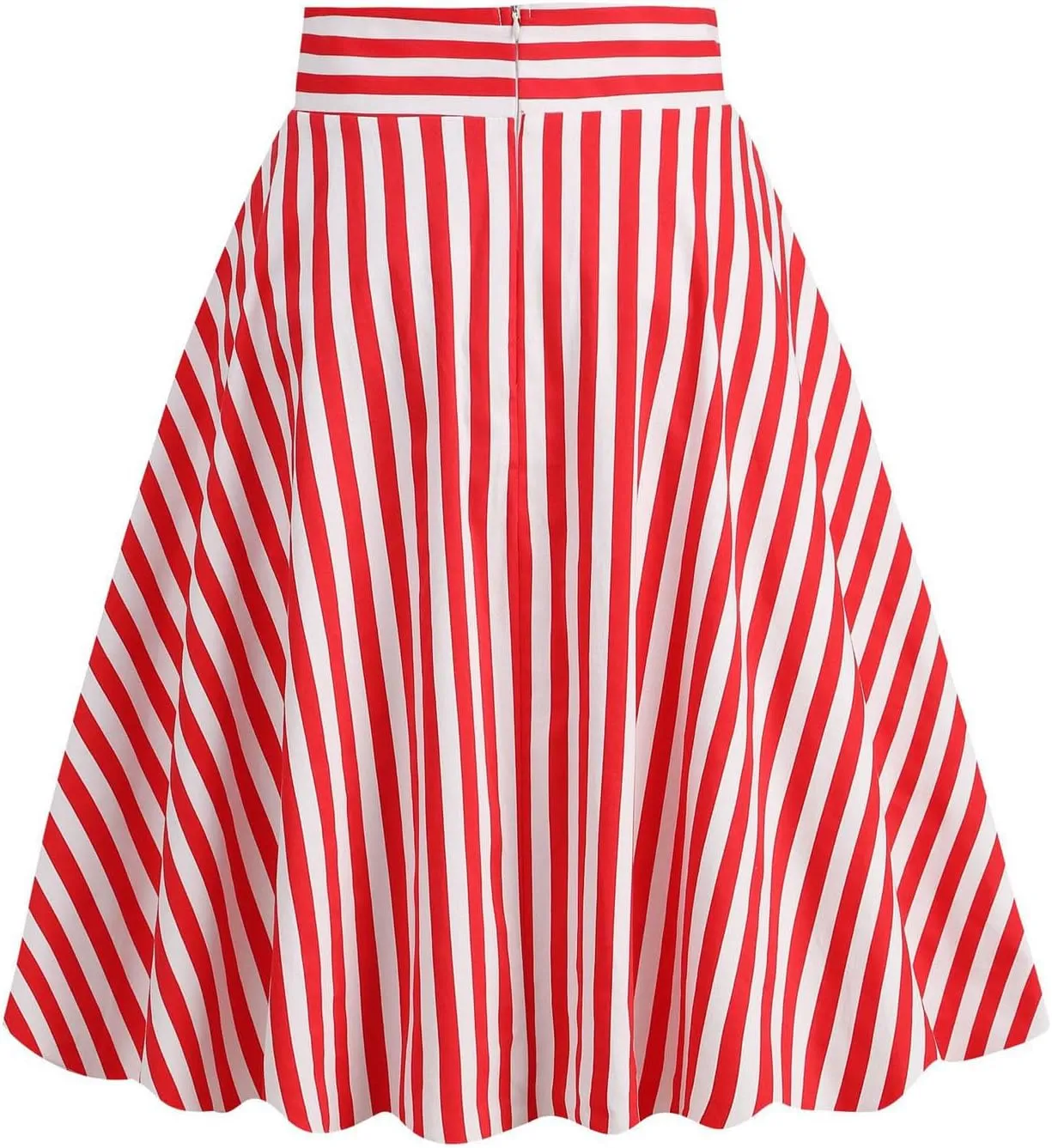 1950s Skirts for Women Vintage Striped Midi Skirt High Waist A-Line Flared Skirt Office Knee Length Stripes Skirts