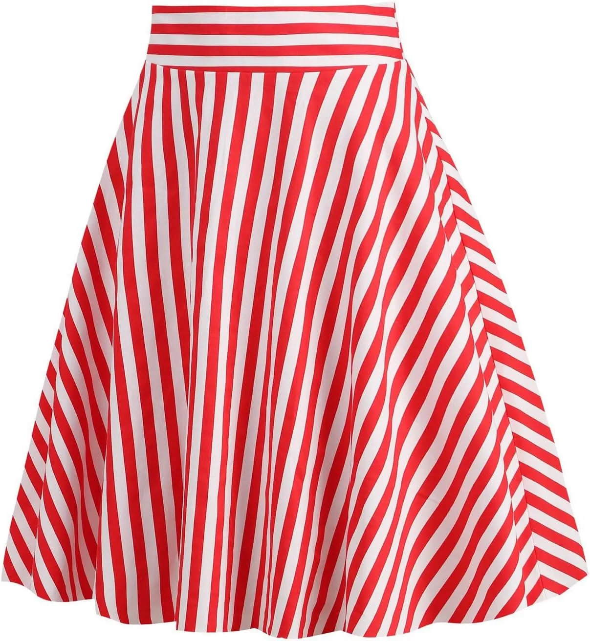 1950s Skirts for Women Vintage Striped Midi Skirt High Waist A-Line Flared Skirt Office Knee Length Stripes Skirts