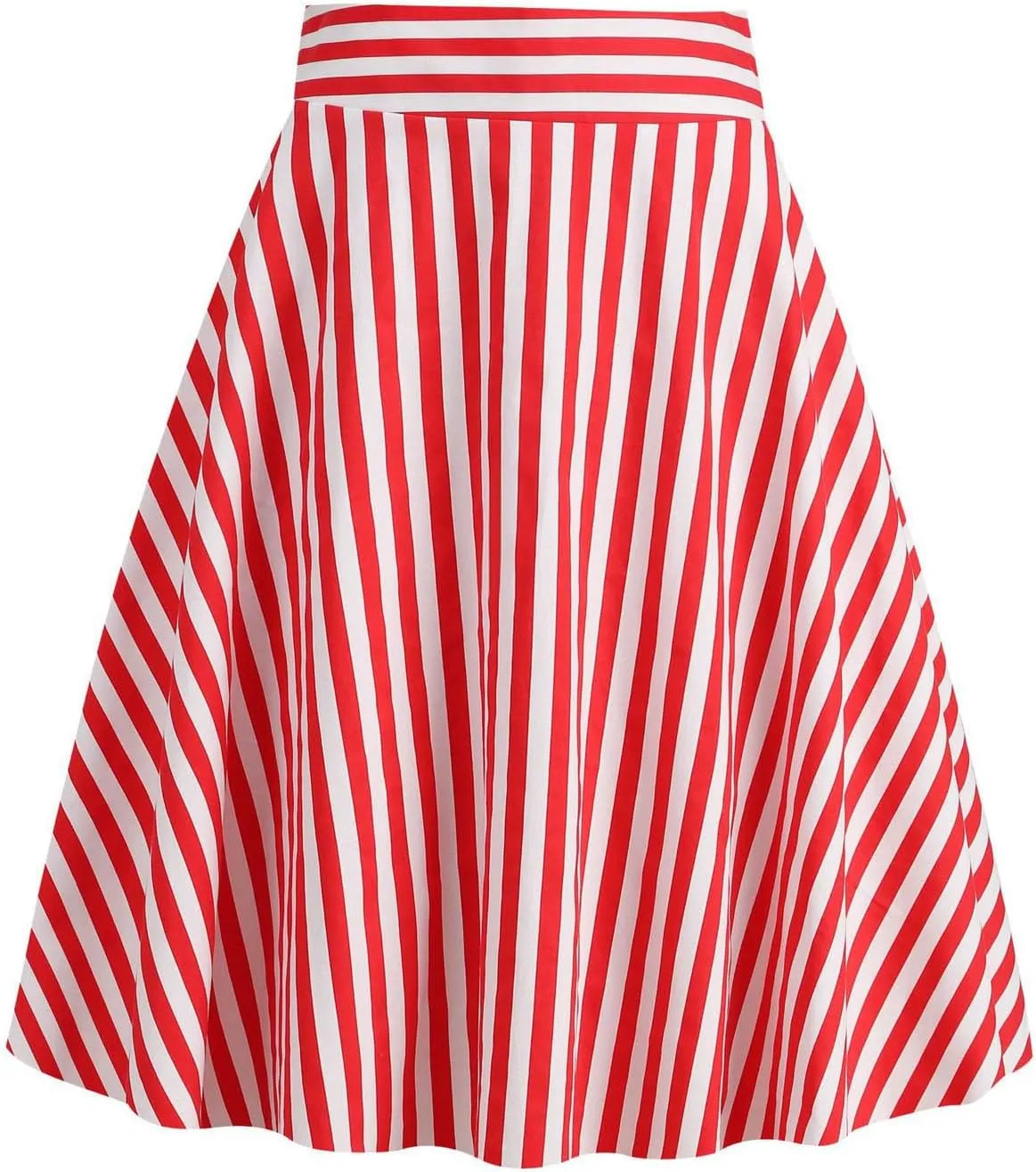 1950s Skirts for Women Vintage Striped Midi Skirt High Waist A-Line Flared Skirt Office Knee Length Stripes Skirts