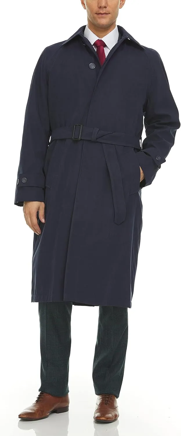 Adam Baker Men's Single Breasted Breasted Full Length Trench Coat All Year Round Raincoat
