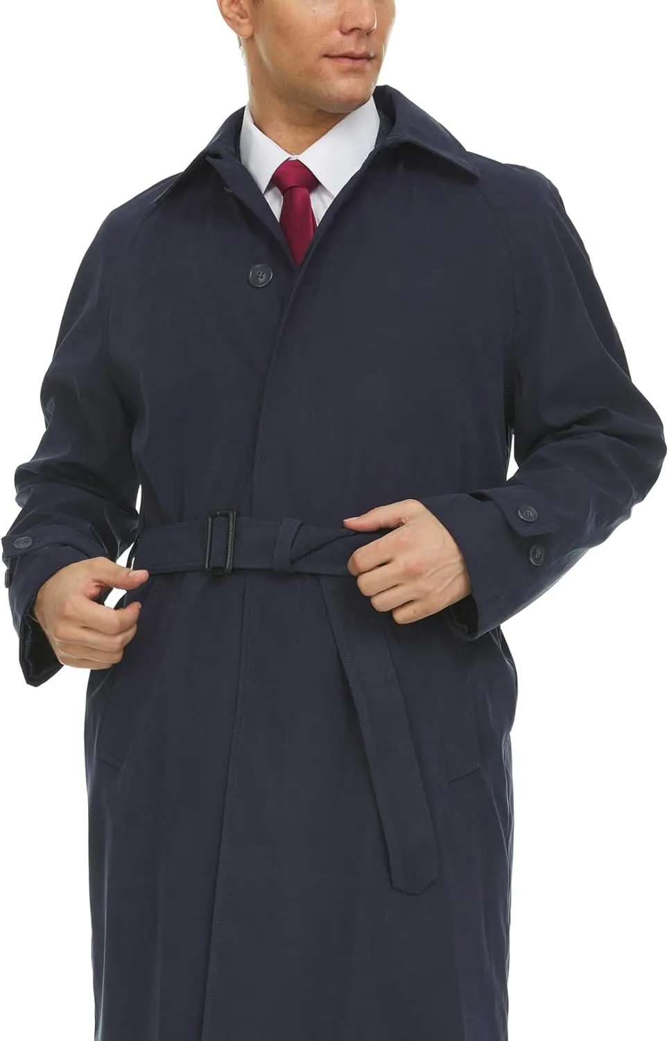 Adam Baker Men's Single Breasted Breasted Full Length Trench Coat All Year Round Raincoat