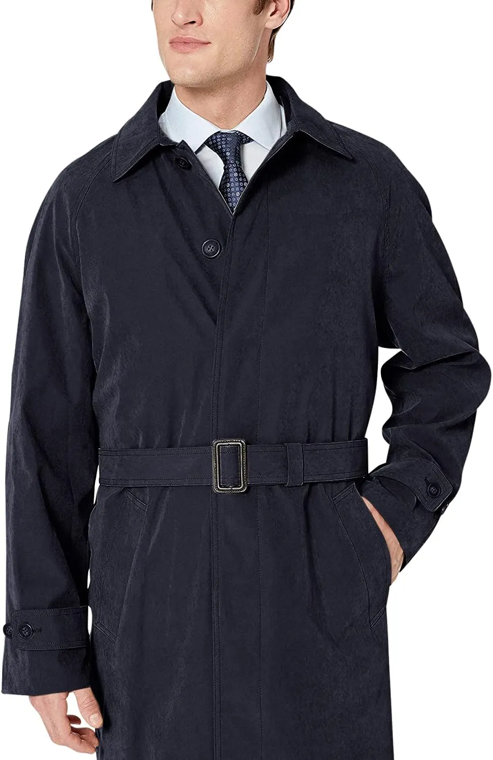 Adam Baker Men's Single Breasted Breasted Full Length Trench Coat All Year Round Raincoat
