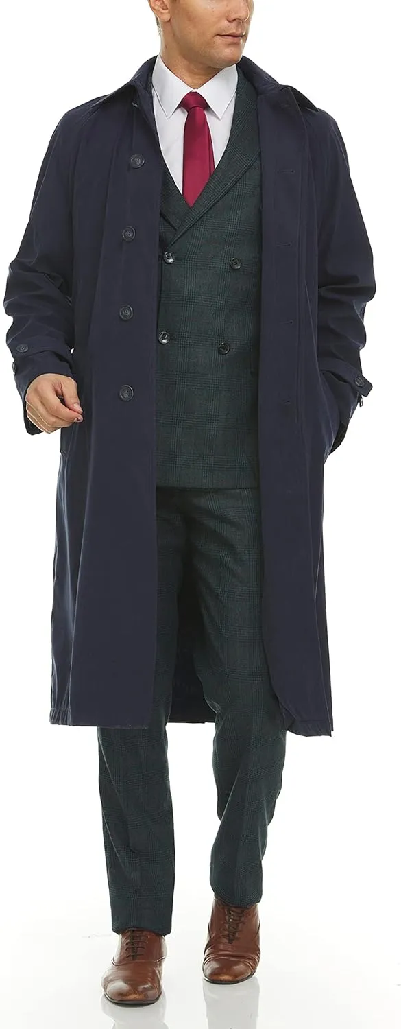 Adam Baker Men's Single Breasted Breasted Full Length Trench Coat All Year Round Raincoat