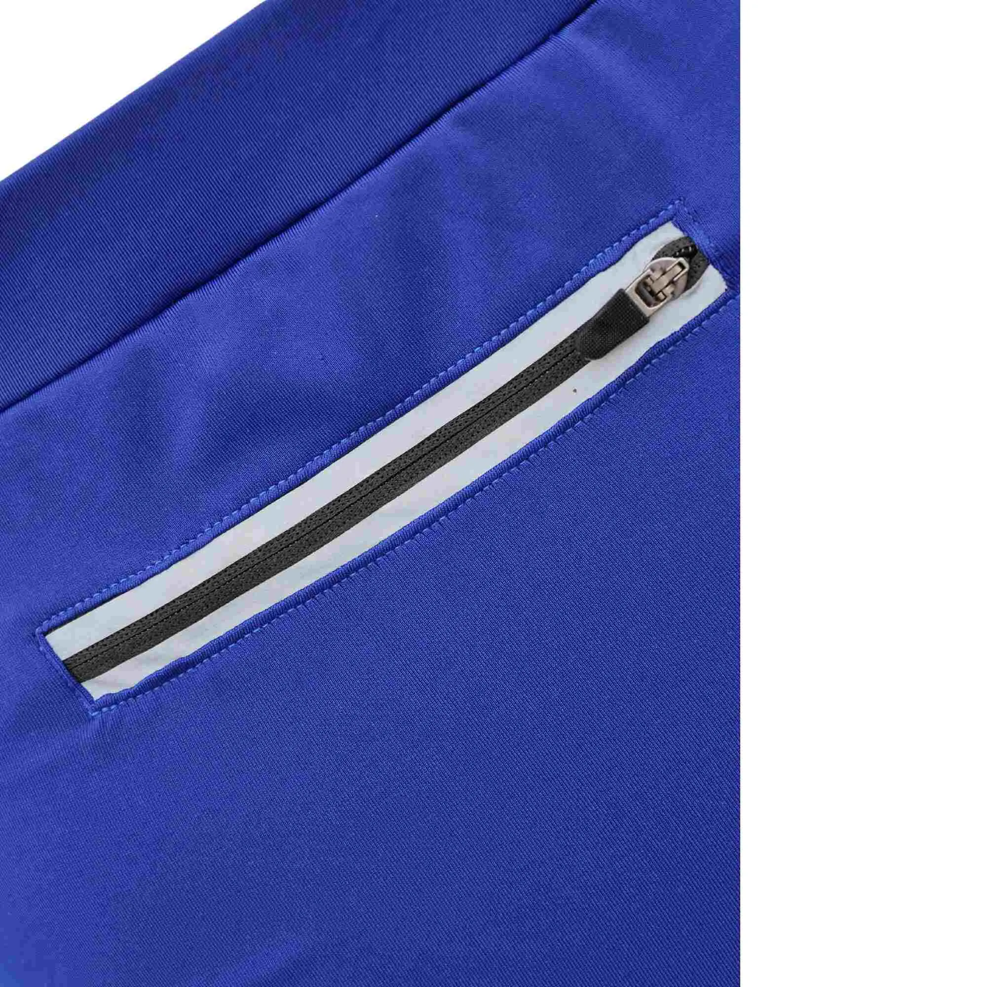 Aerodoc Ignite Electric Blue Cycling Bibshorts with Reflective Zipper, Power Band, and 2 Pockets