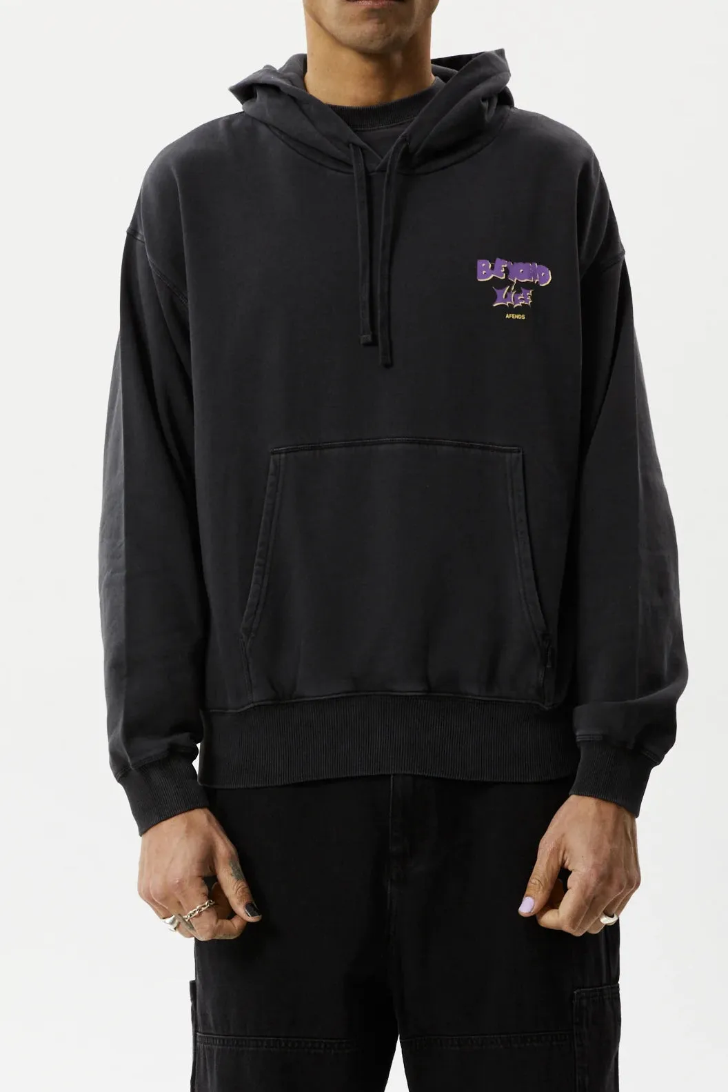 AFENDS Mens Beyond Life - Graphic Hoodie - Stone Black