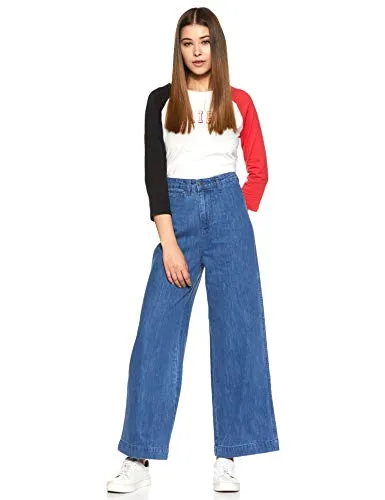 AKA CHIC Women's Flared Jeans (AKCB 1446_Blue_36) Flared Fit