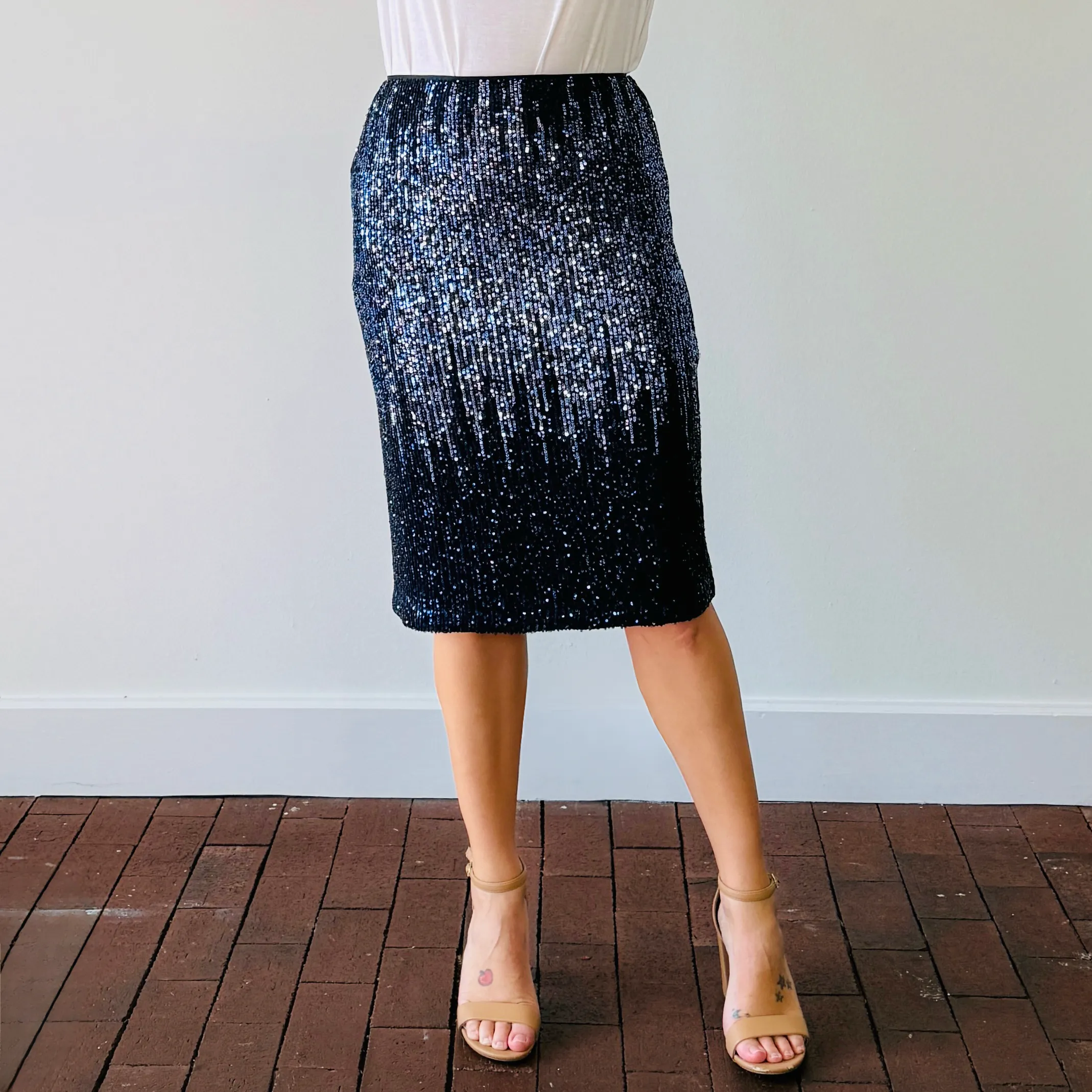 Ashley Ombre Sequin Midi Skirt