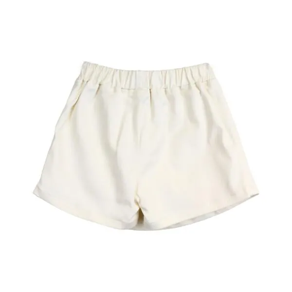 Beige Canvas Shorts w/ Front Wrap