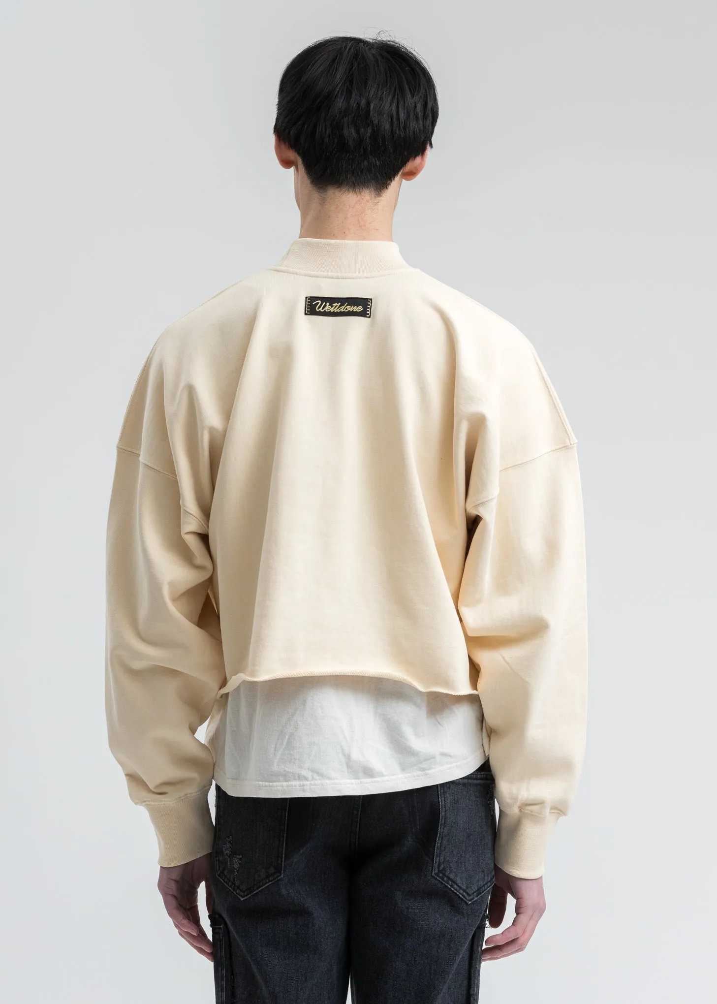 Beige Smiley Raw Edge Sweatshirt