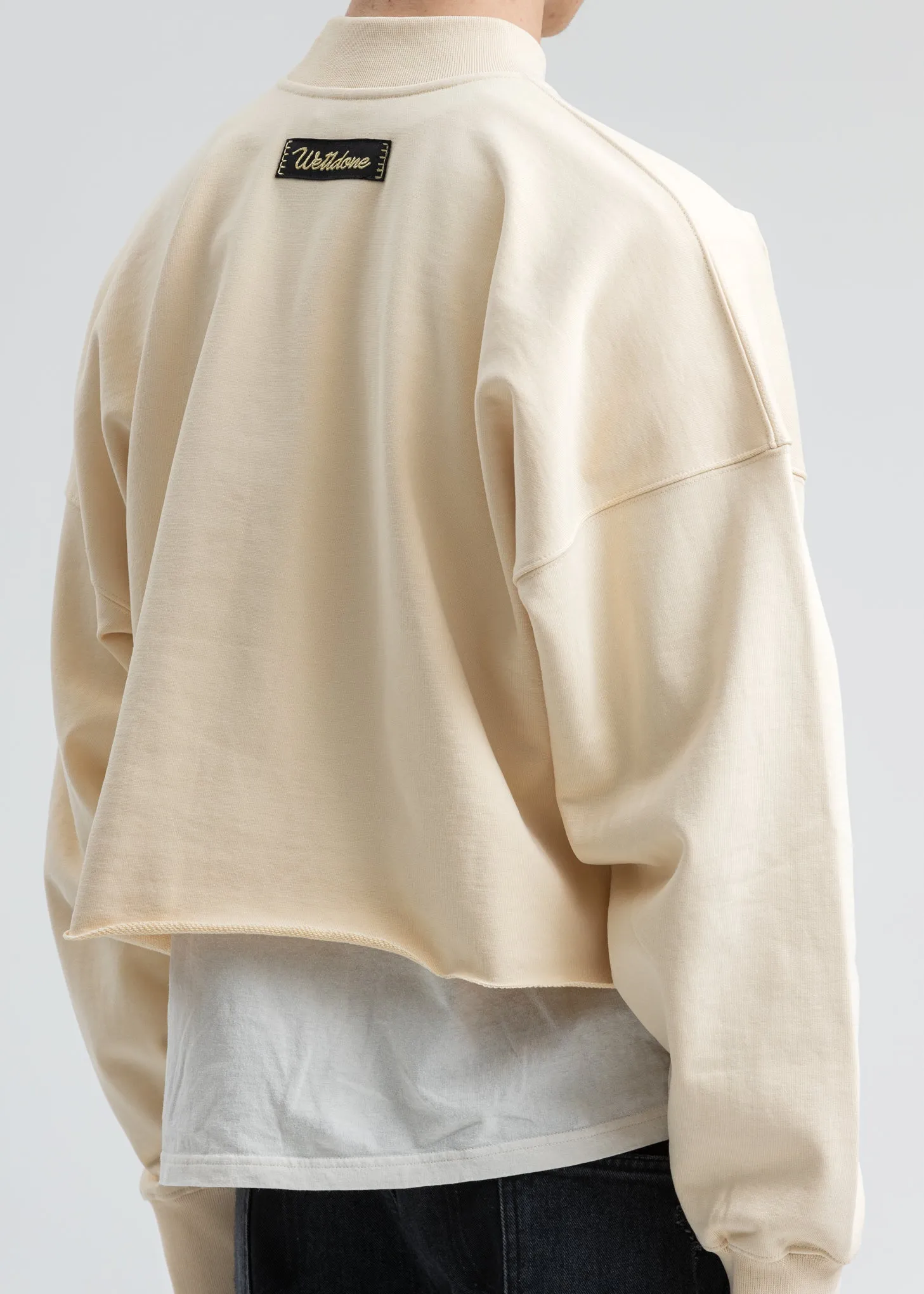Beige Smiley Raw Edge Sweatshirt