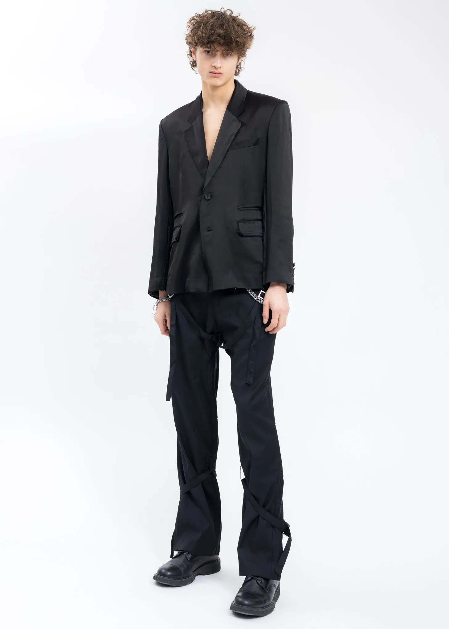 Black Inside-out Panelled Smoke Tailored Jacket