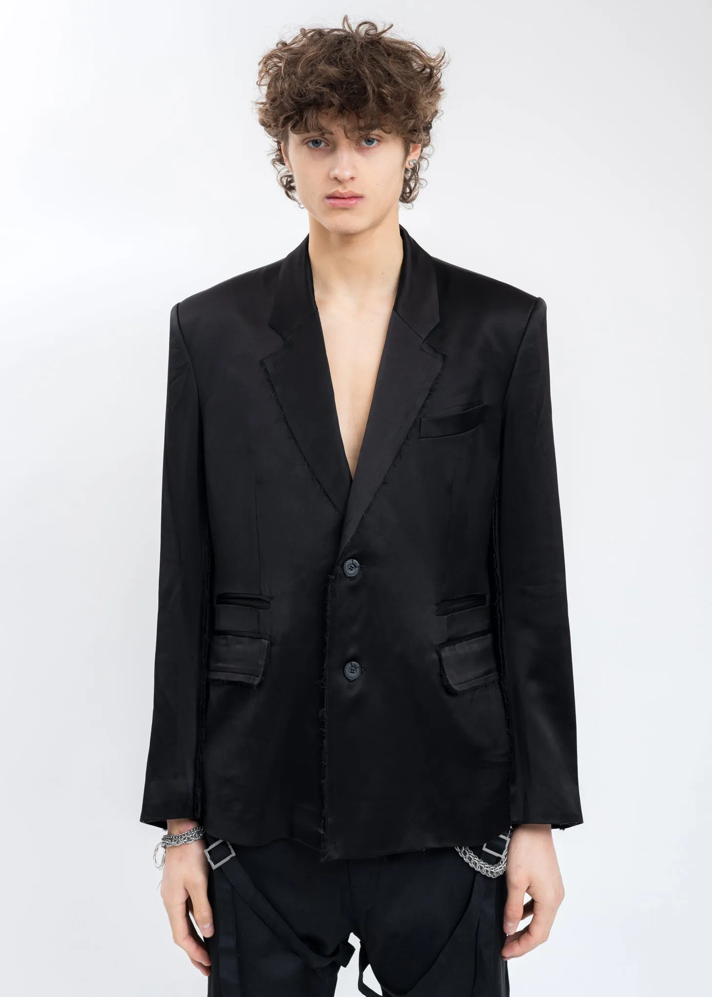 Black Inside-out Panelled Smoke Tailored Jacket
