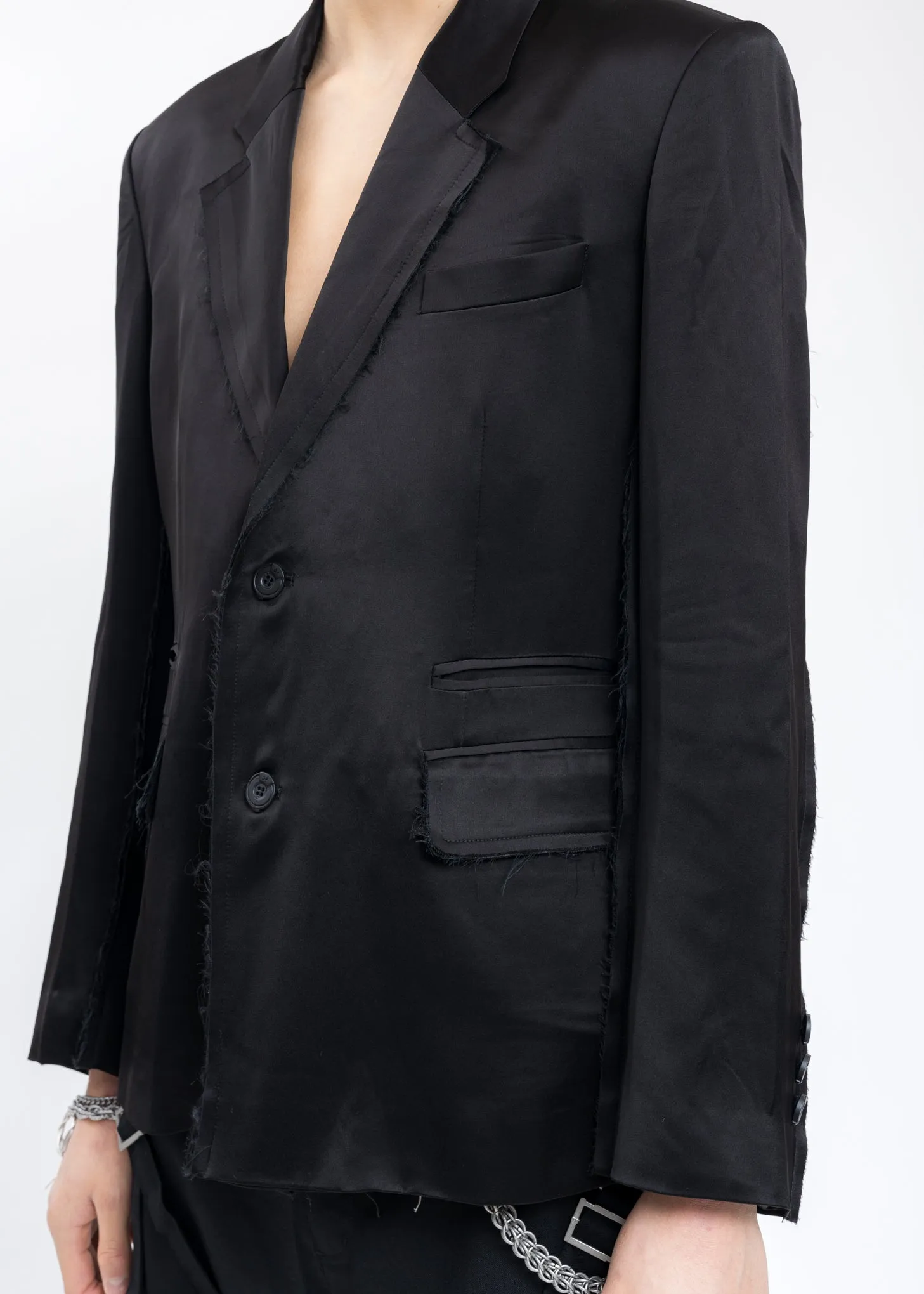 Black Inside-out Panelled Smoke Tailored Jacket