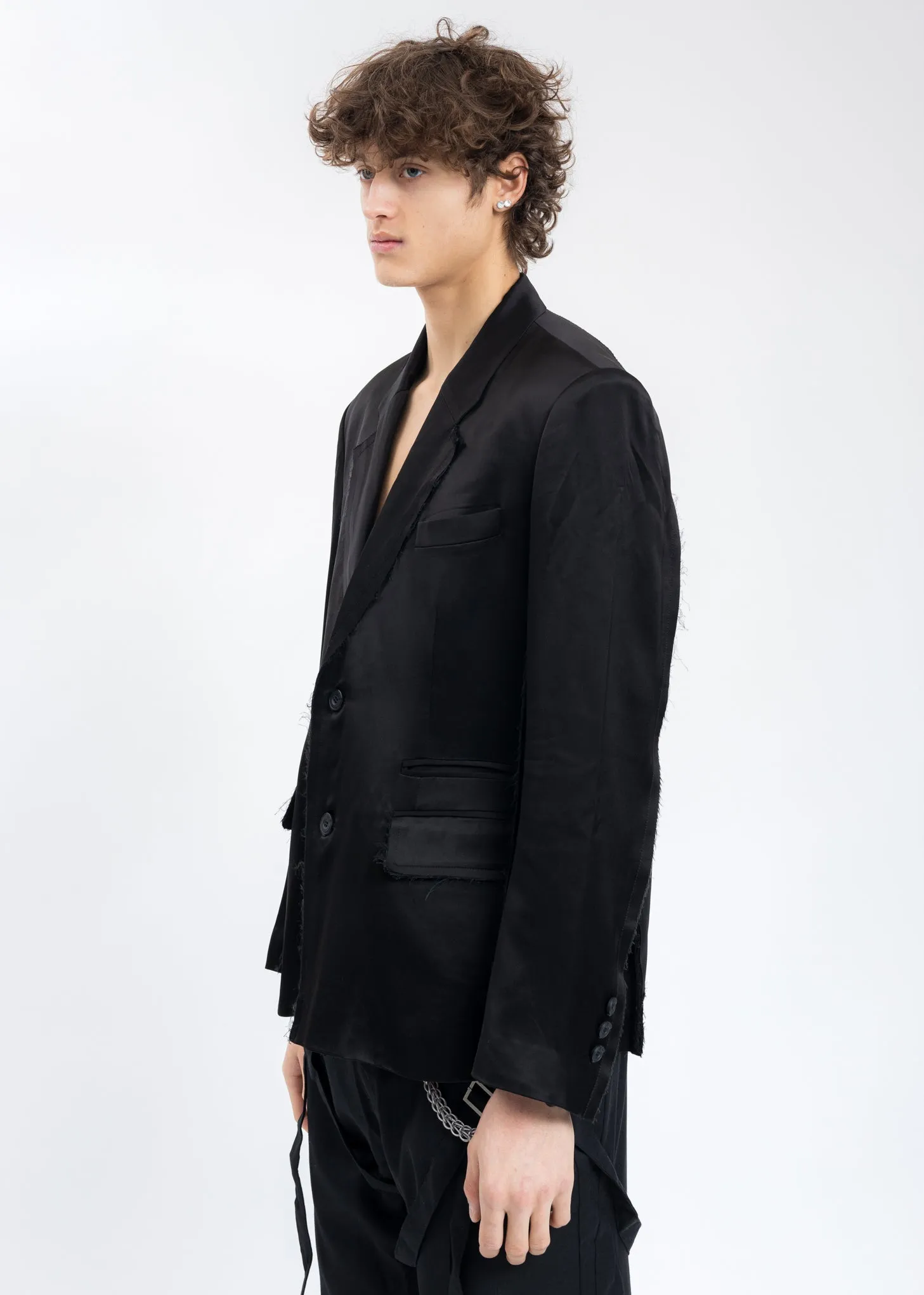 Black Inside-out Panelled Smoke Tailored Jacket