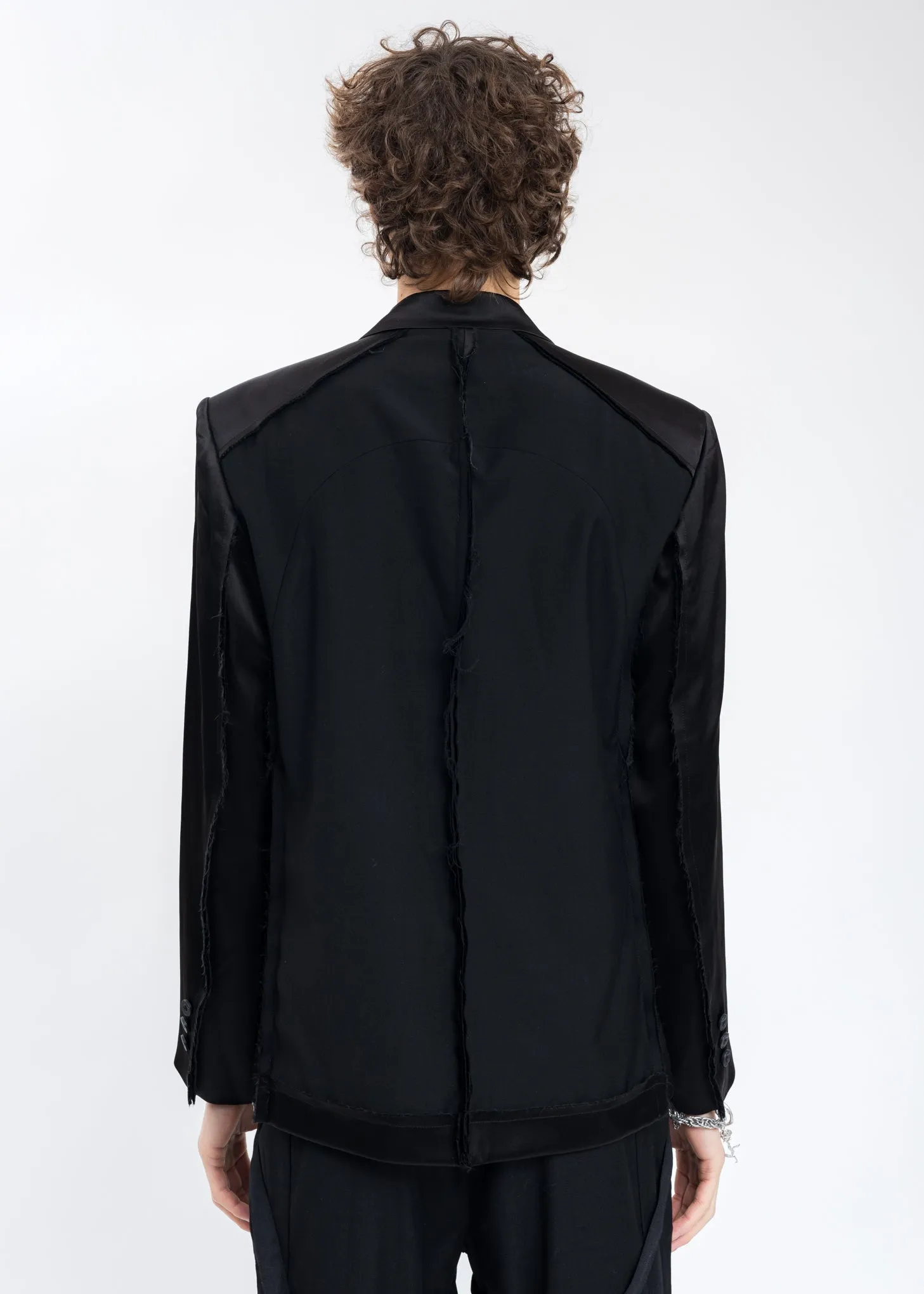 Black Inside-out Panelled Smoke Tailored Jacket