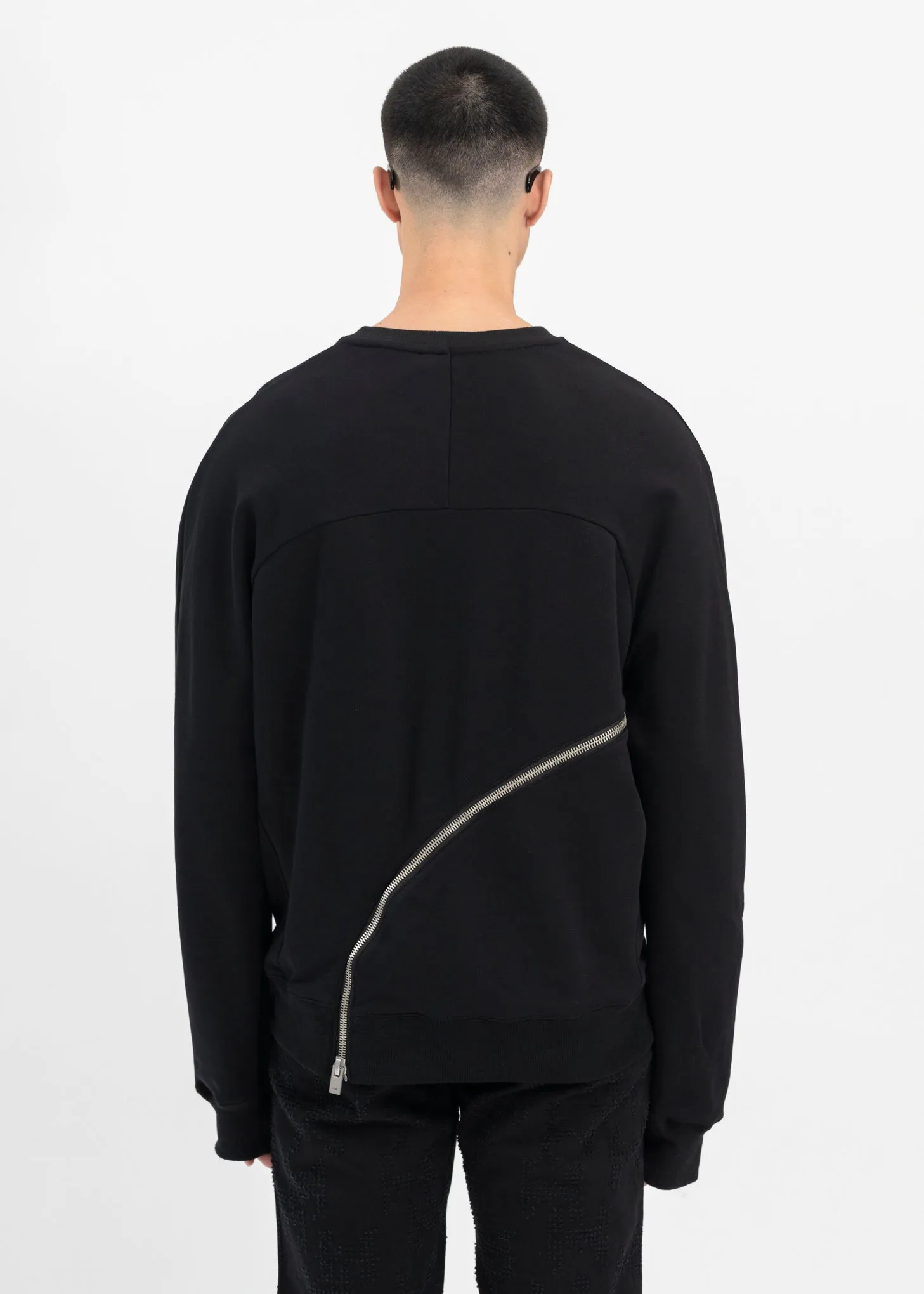 BLACK SEQUENCE ZIP CREWNECK