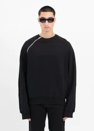 BLACK SEQUENCE ZIP CREWNECK