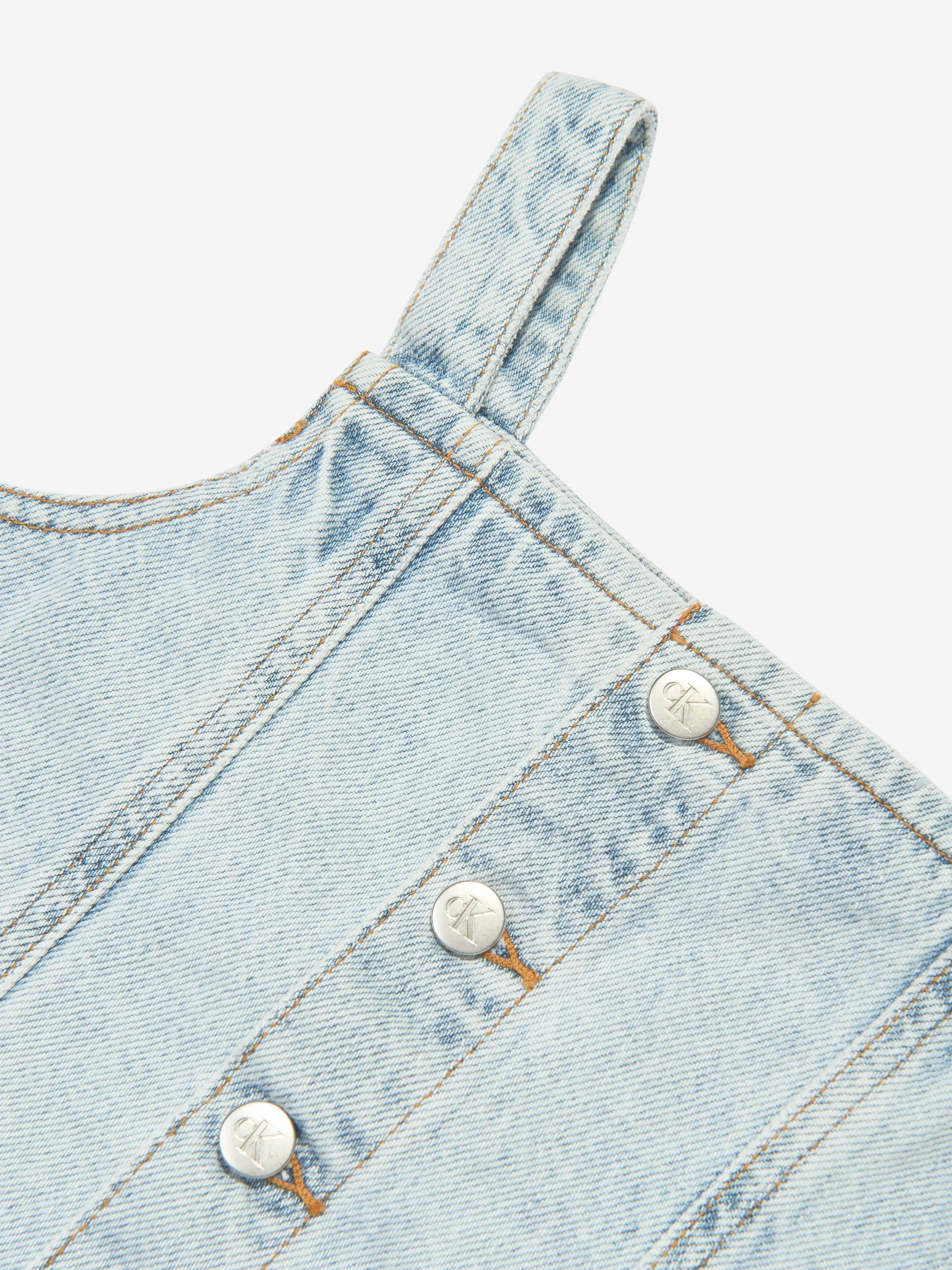 Calvin Klein Girls Strap Denim Top in Blue