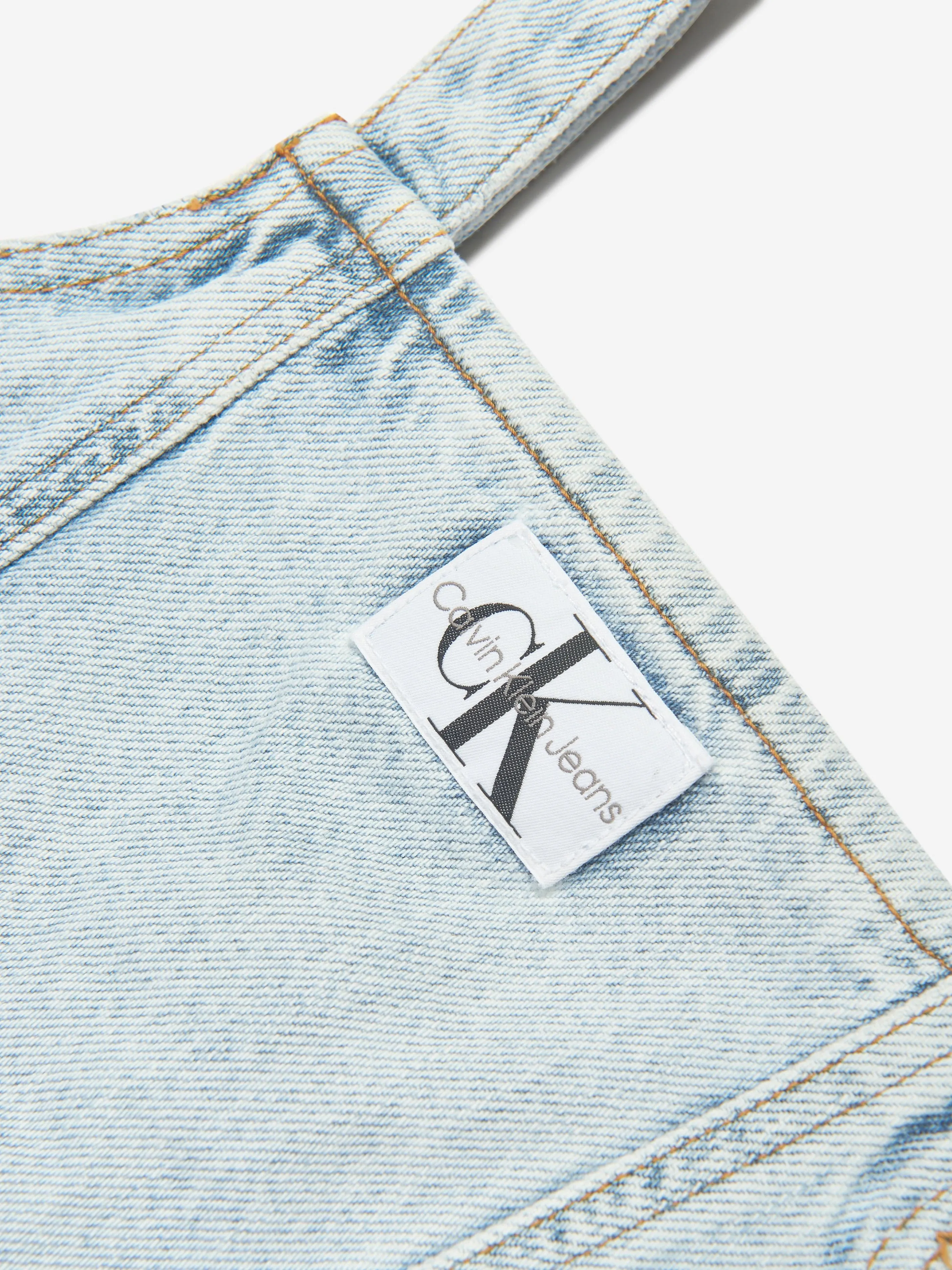 Calvin Klein Girls Strap Denim Top in Blue