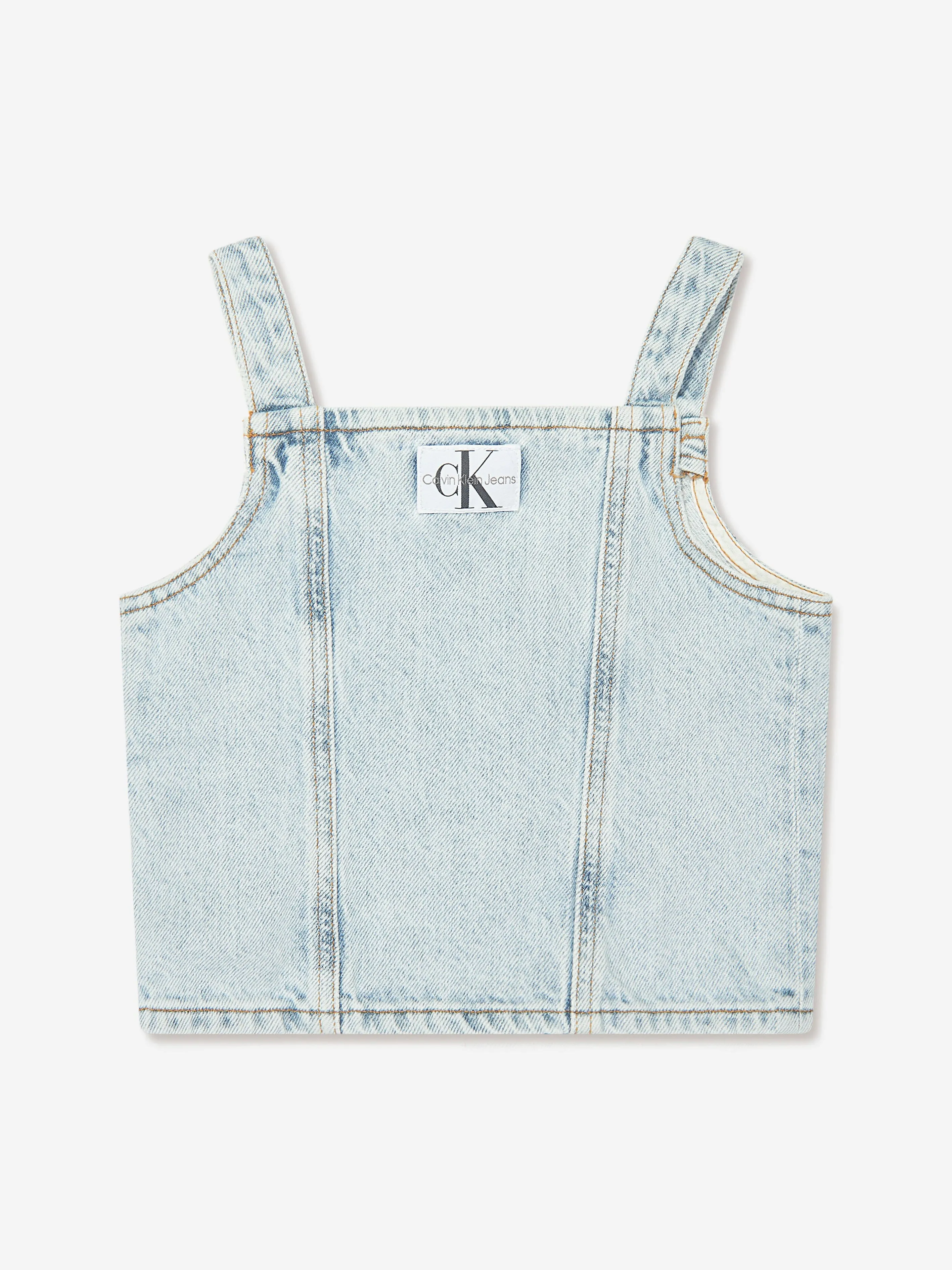 Calvin Klein Girls Strap Denim Top in Blue