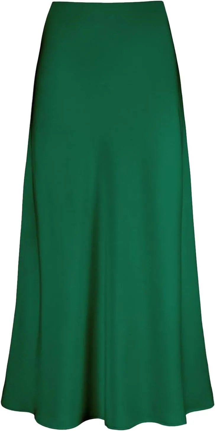 Christmas Skirt Womens High Waist Skirt Solid Satin Dress Zipper Elegant Skirt Body on Skirt