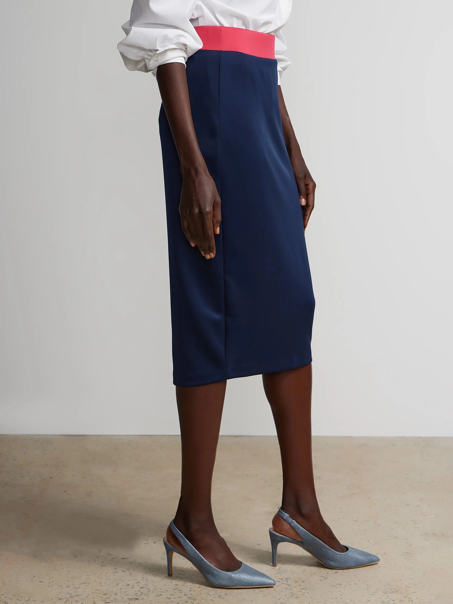 Colorblock Midi-Length Pencil Skirt