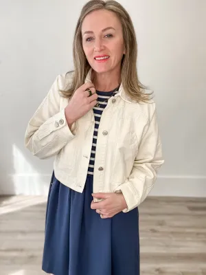 Cropped Long Sleeve Jacket - Cream