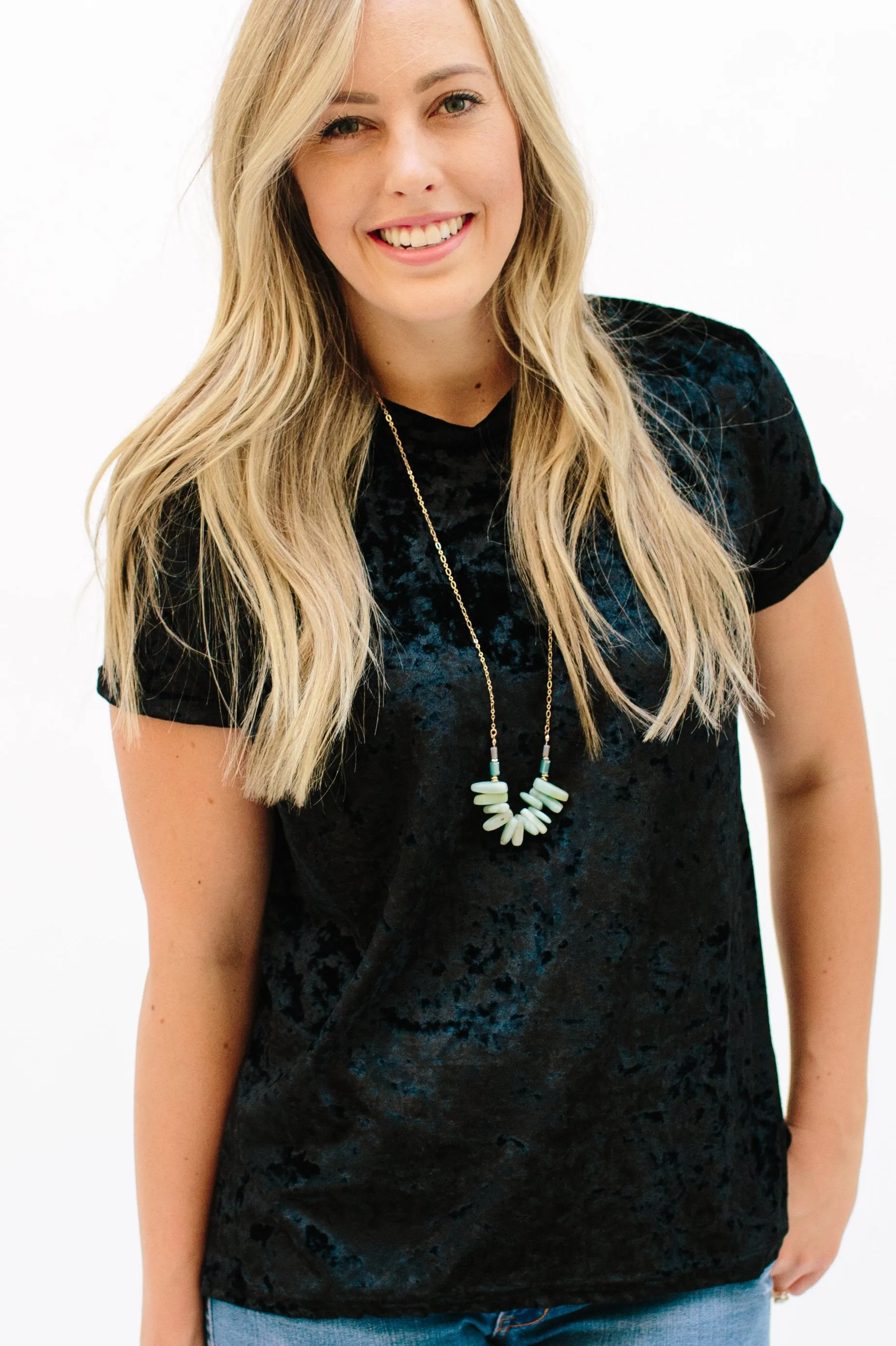 Crushed Velvet Tee: Black
