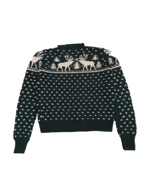Deer Hand Knit Sweaters (Green × White)