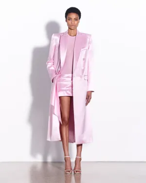 Double Breasted Oversize Coat in Duchess Satin