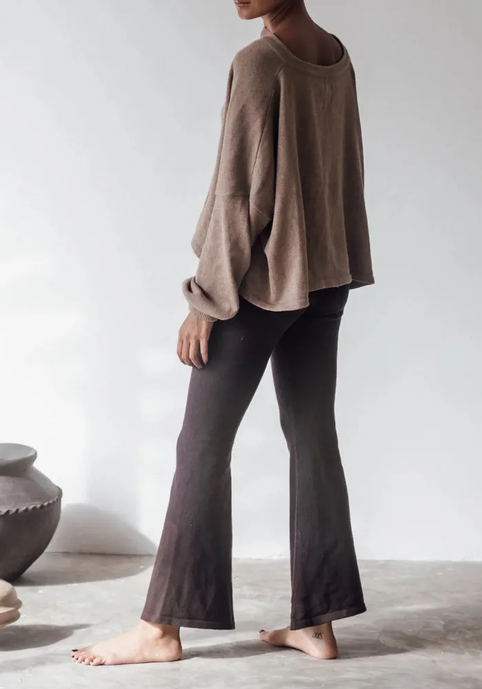 Emmett Knit Flare Pant-Choc