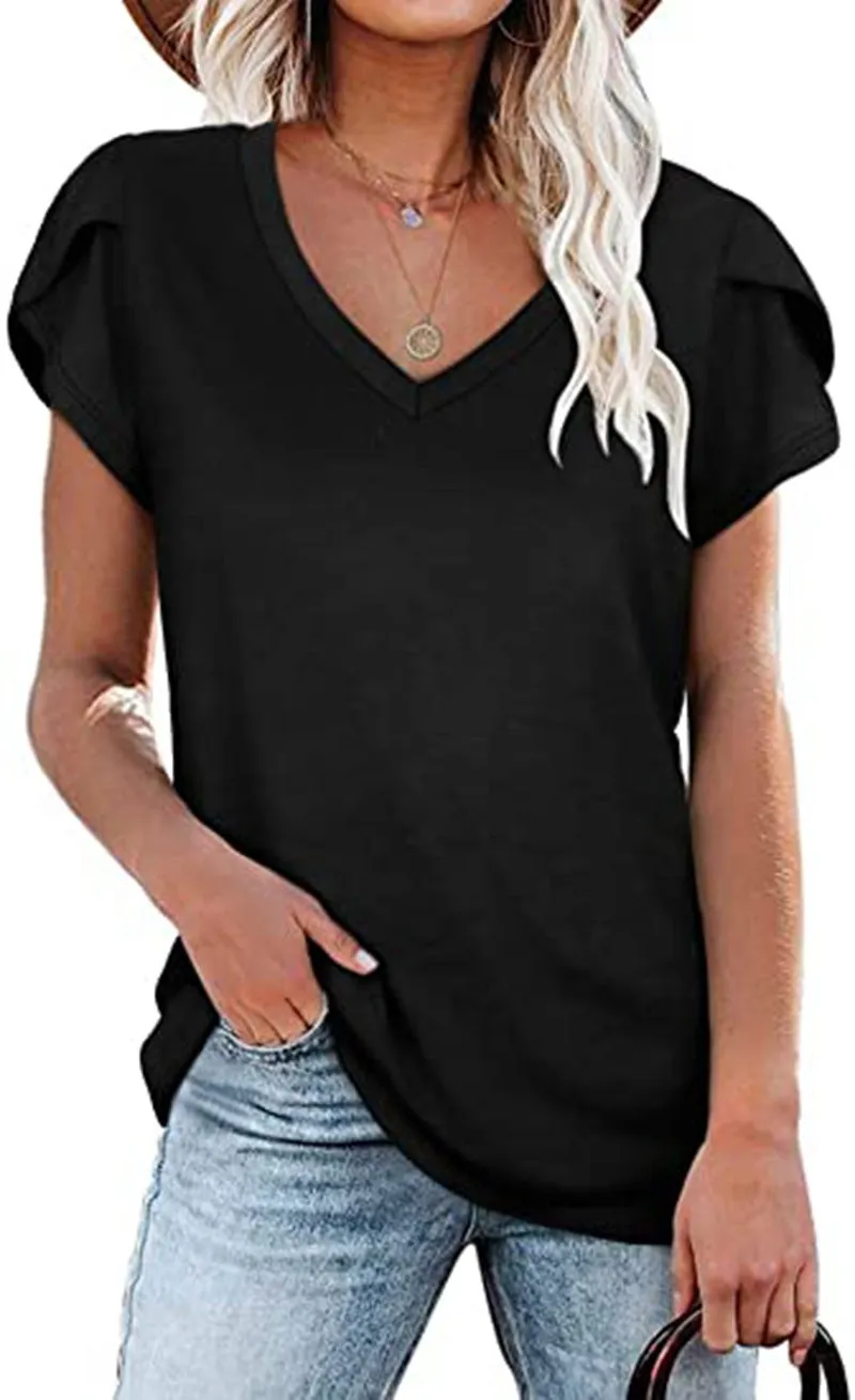 Fashion Petal-Sleeved T-Shirt