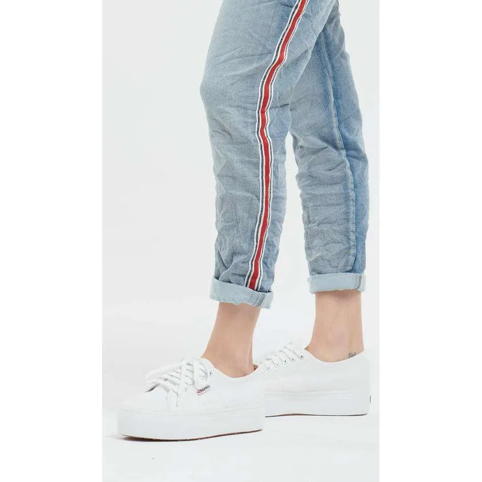 Ferrari Jogger with Red Strip - Denim/Red