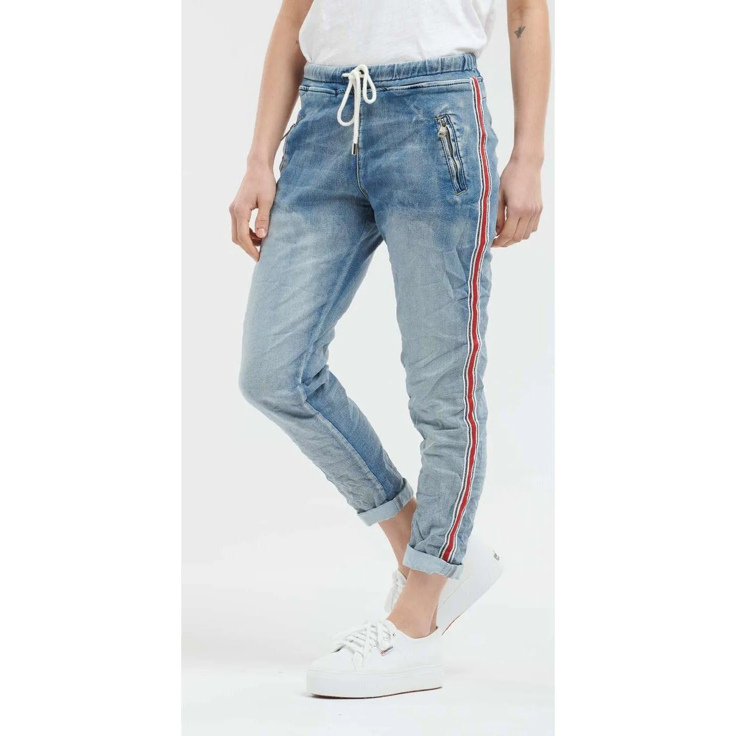 Ferrari Jogger with Red Strip - Denim/Red