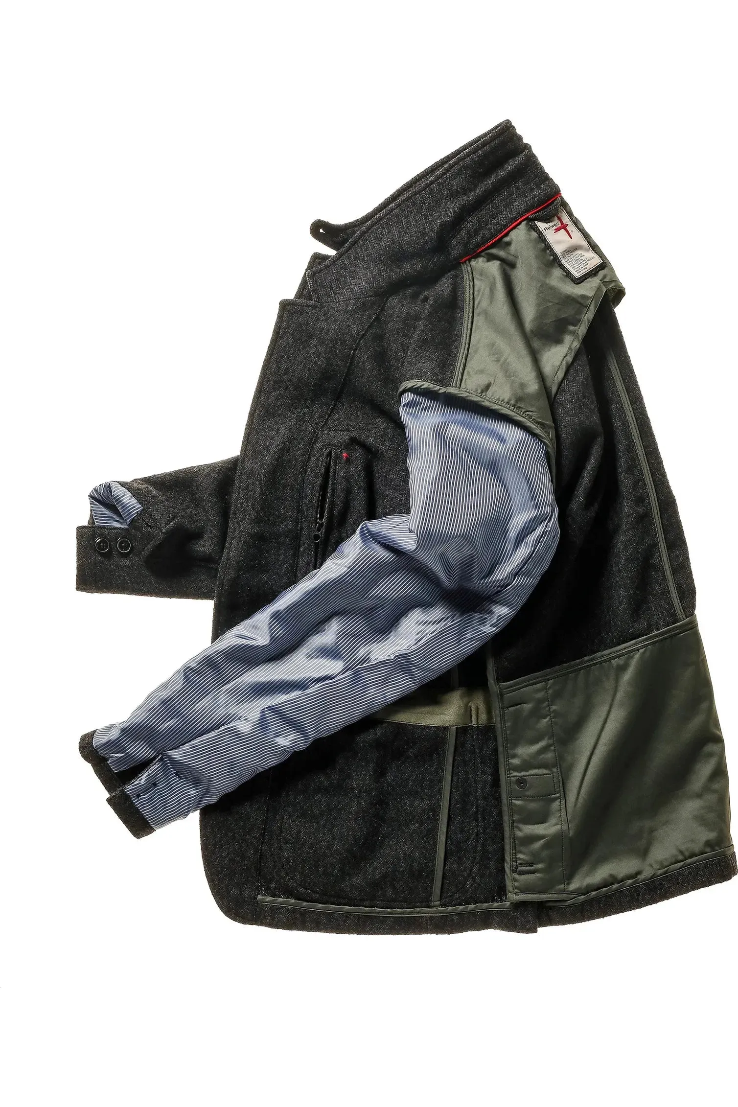 Heritage Trap Blazer - Dark Charcoal Herringbone