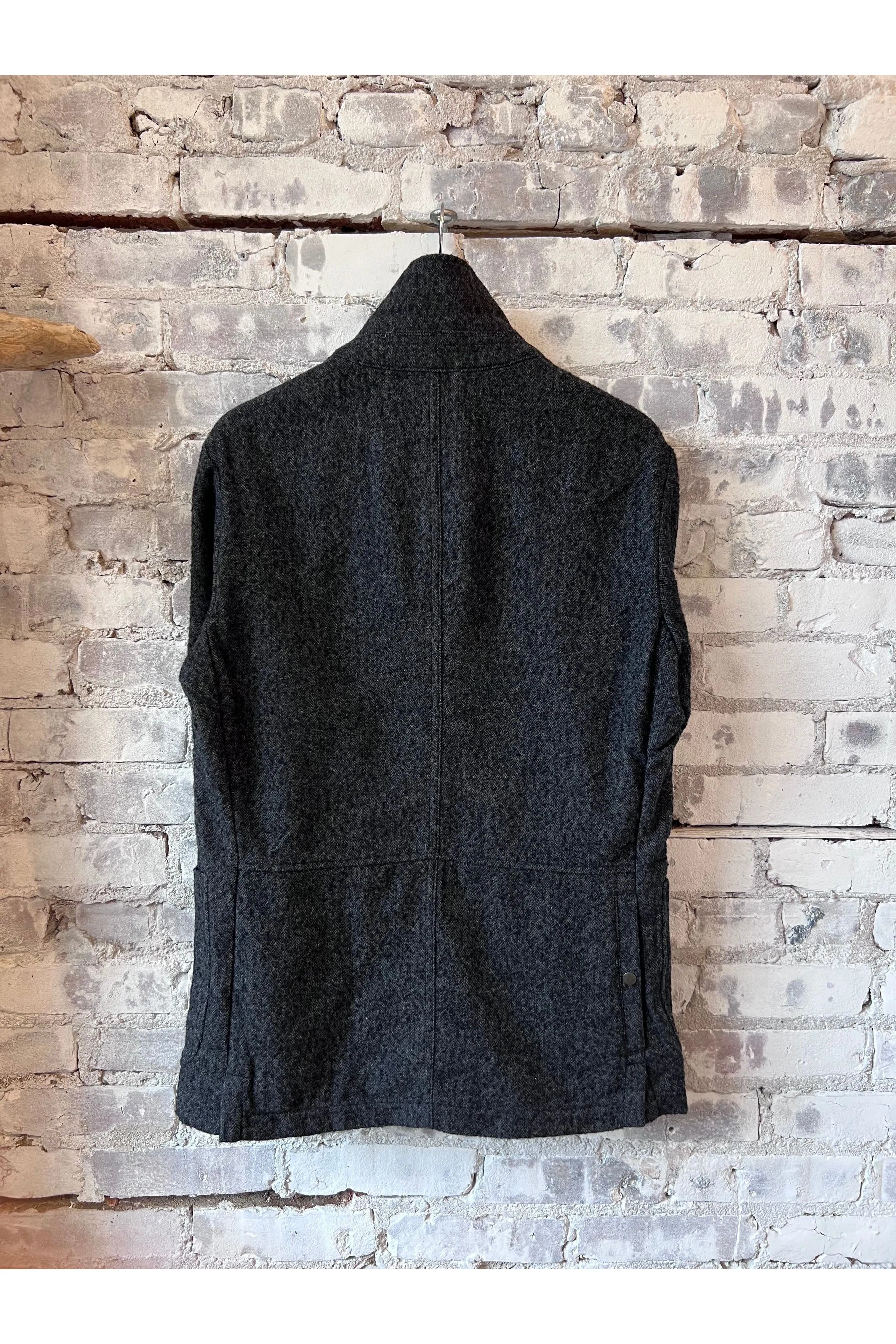 Heritage Trap Blazer - Dark Charcoal Herringbone
