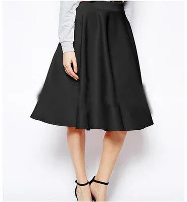 High Waist Pleated Solid Long Skirts