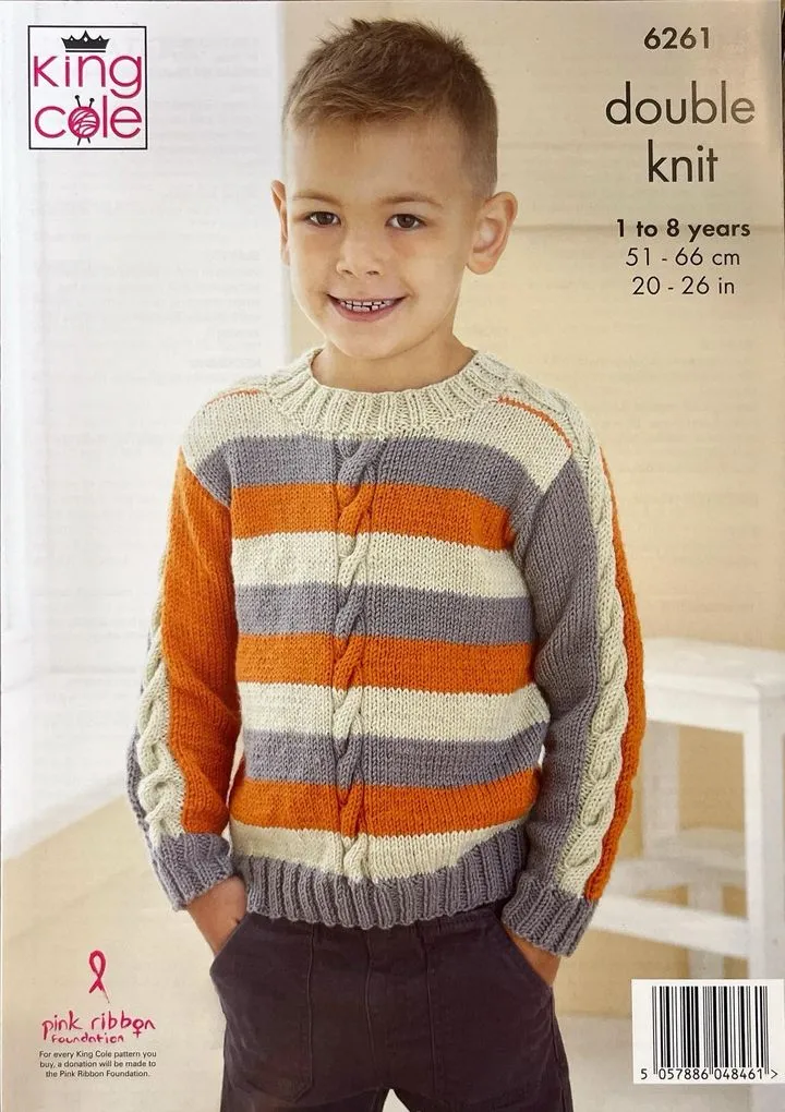 King Cole 6261 Sweaters Double Knit Knitted Pattern