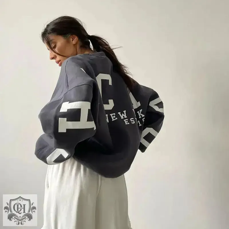 Letter Print Long Sleeve Pullover