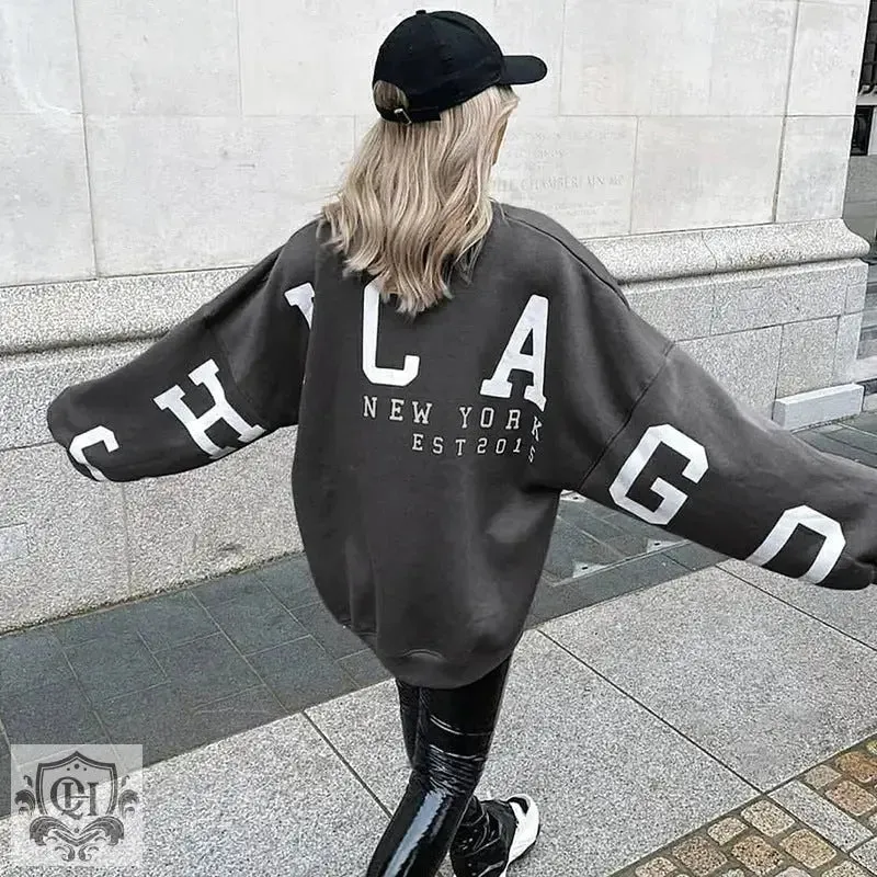 Letter Print Long Sleeve Pullover