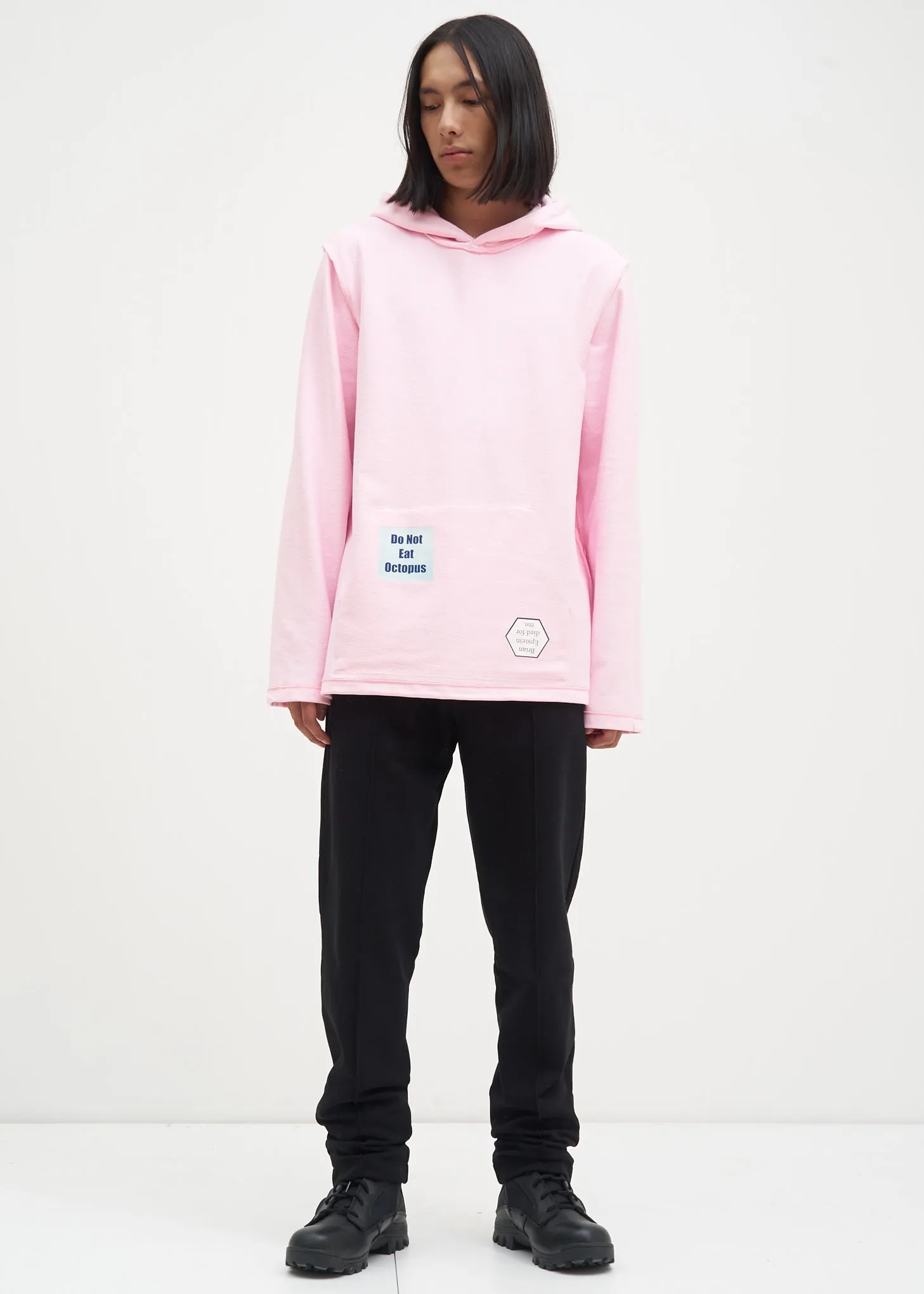 Light Pink Flat Hem Hoodie