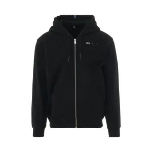Logo Embroidered Relaxed Zip Hoodie in Black