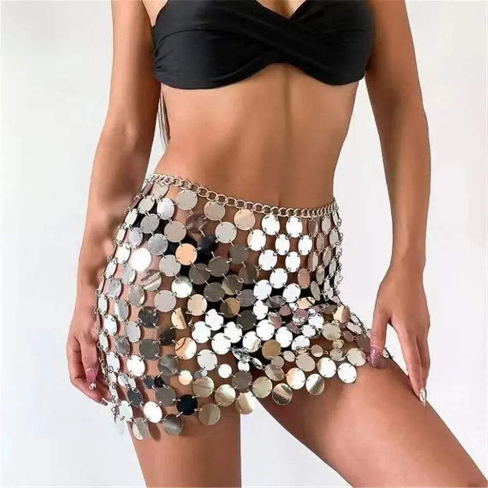 LVSANW Sexy See Through Sequin Mini Sskirt for Women Elegant Solid Short Bottom NightclubParty Y2k Streetwear Skirt 2024 Rave Ooutfit