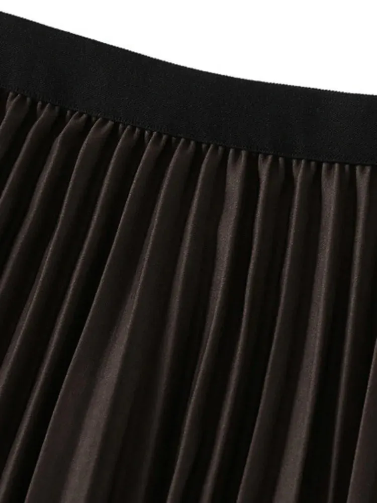 LVSANW UCXQ Fashion Casual Skirt Japan Korean Style Elastic All Match Printed Gradient Pleated Skirt Women 2025 New Spring Autumn 1426