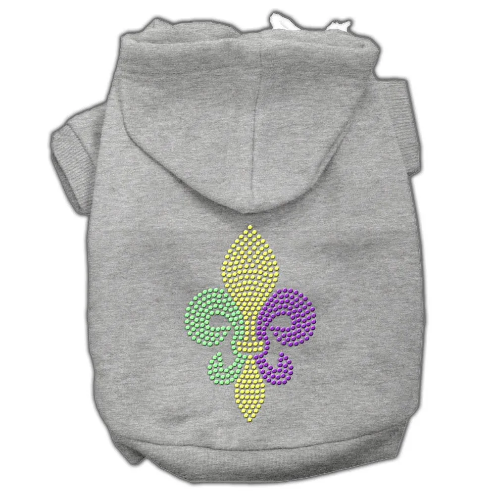 Mardi Gras Fleur De Lis Rhinestone Hoodies Grey Xs (8)
