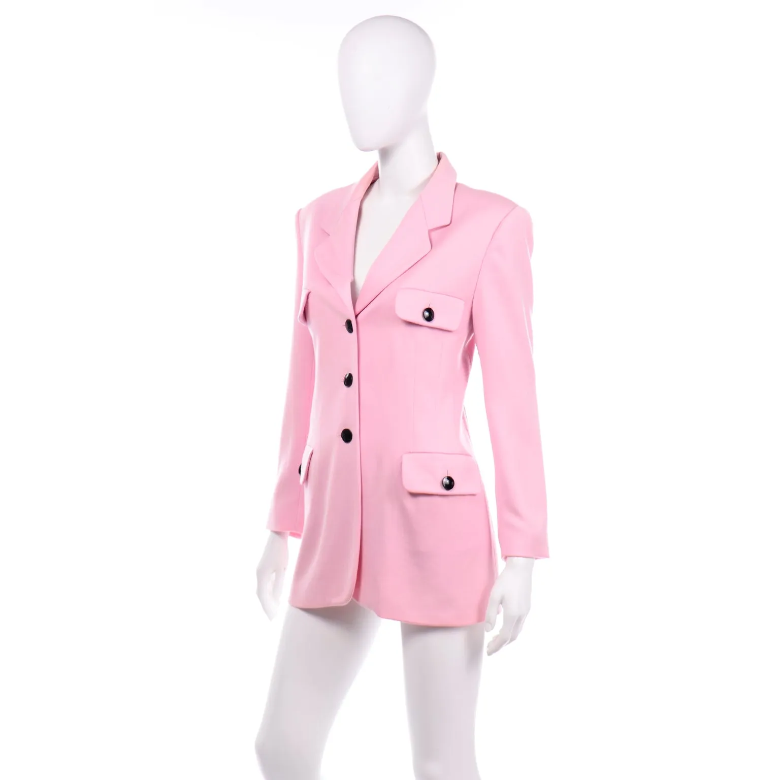 Margaretha Ley Escada Vintage Pink Longline Blazer Jacket