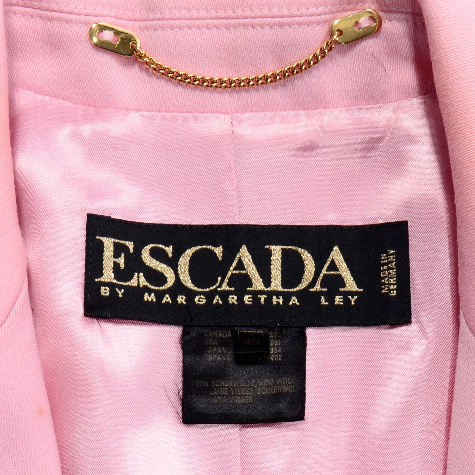Margaretha Ley Escada Vintage Pink Longline Blazer Jacket
