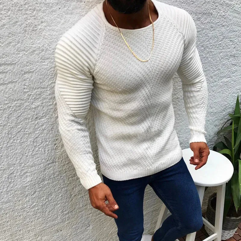 Men's O-Neck Pullover, Solid Color, Long Sleeve, Warm, Slim Sweaters. Men's Sweaters/Male Clothing