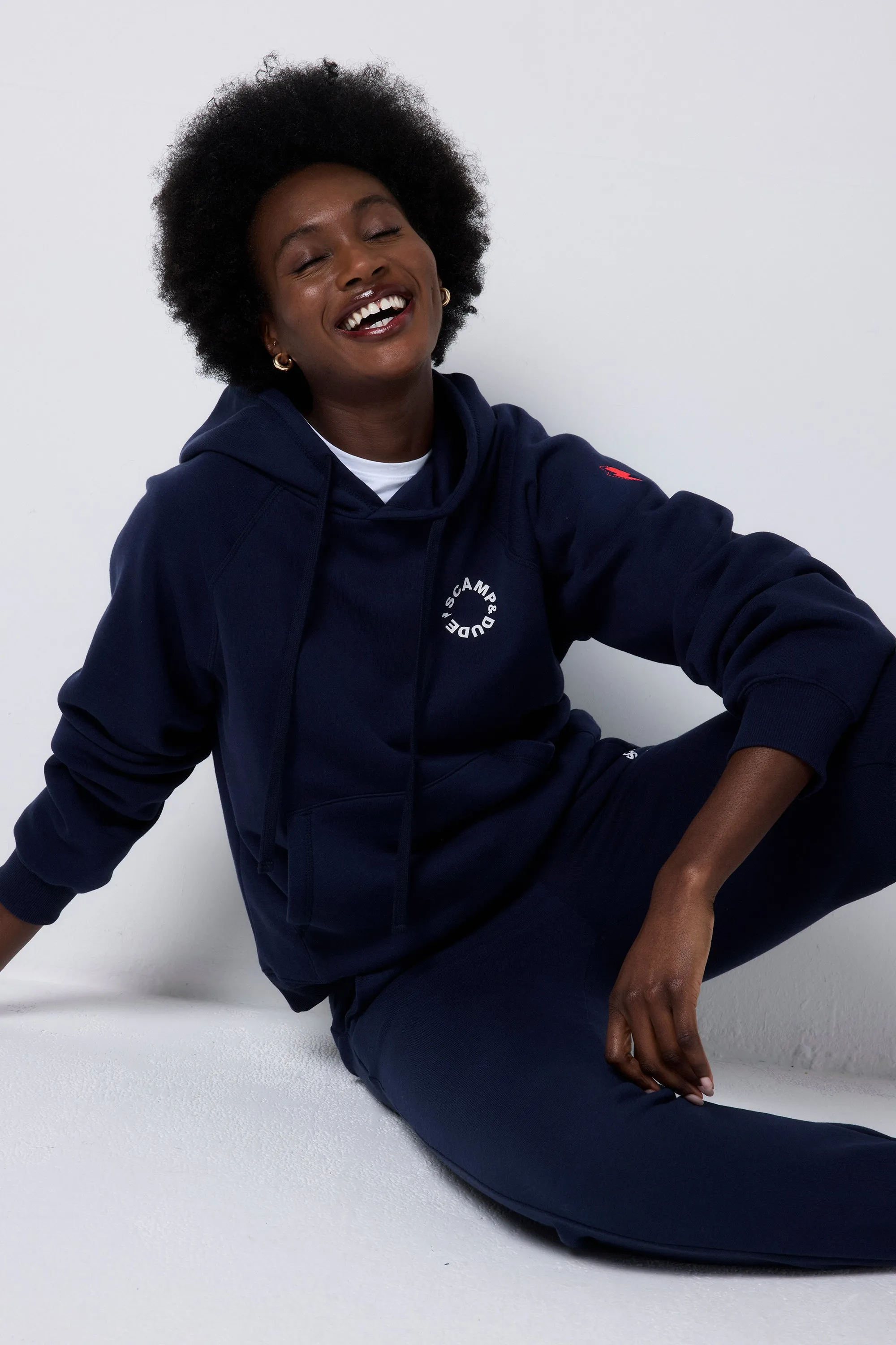 Navy Scamp & Dude Logo Relaxed Hoodie