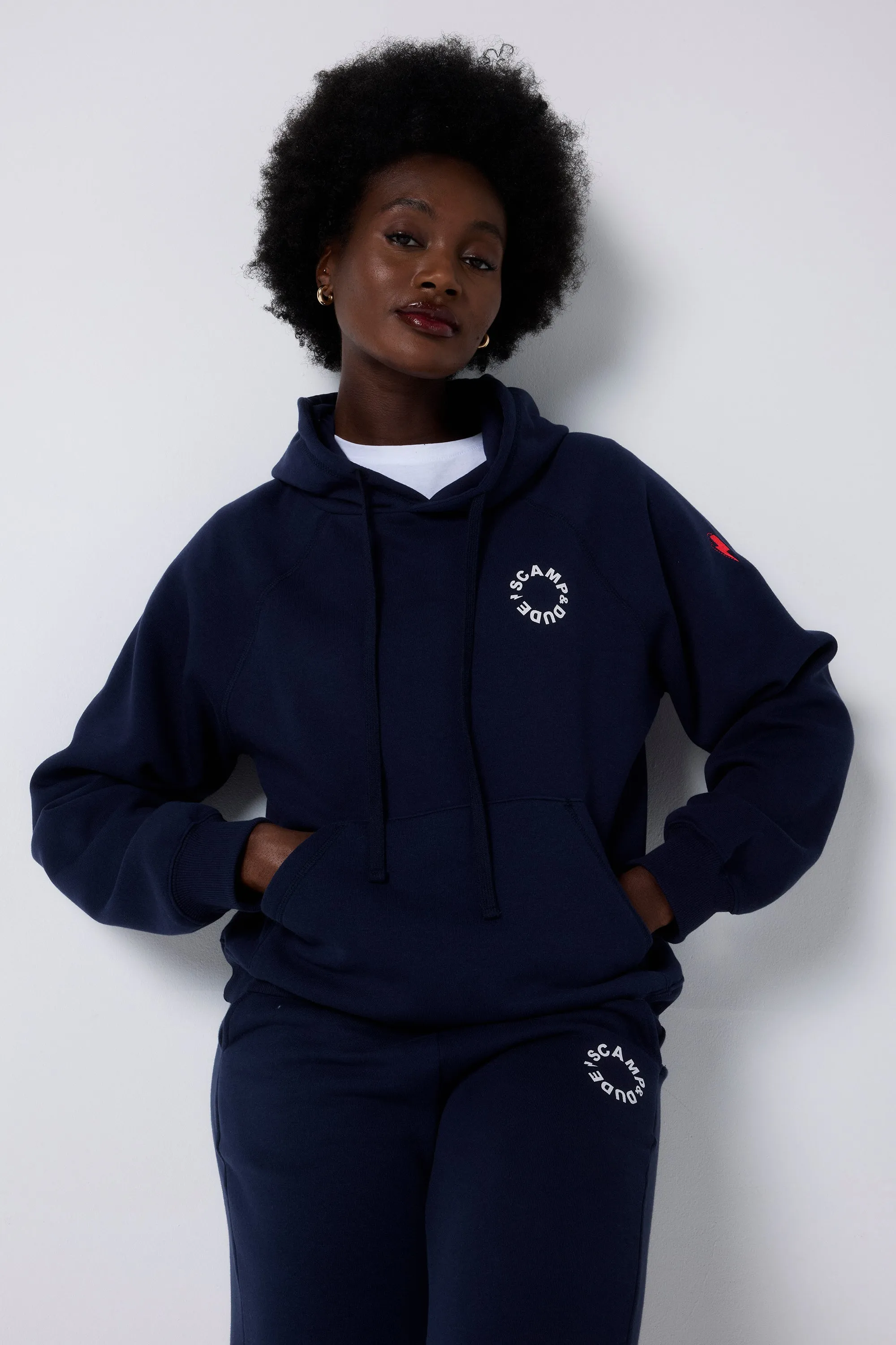 Navy Scamp & Dude Logo Relaxed Hoodie